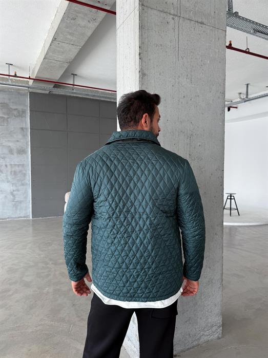 Petrol Baklava Desen Kapitone Ceket PNC 5060