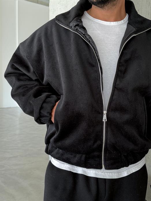 Siyah Bel Ribanalı Kaşe Ceket SNZ M6346