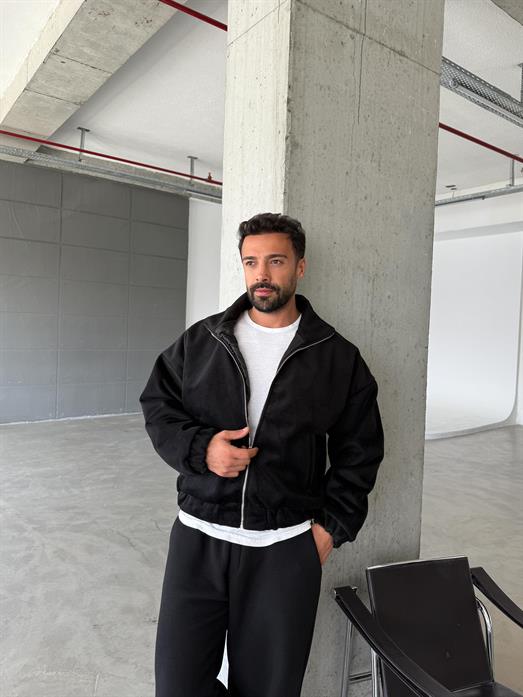 Siyah Bel Ribanalı Kaşe Ceket SNZ M6346