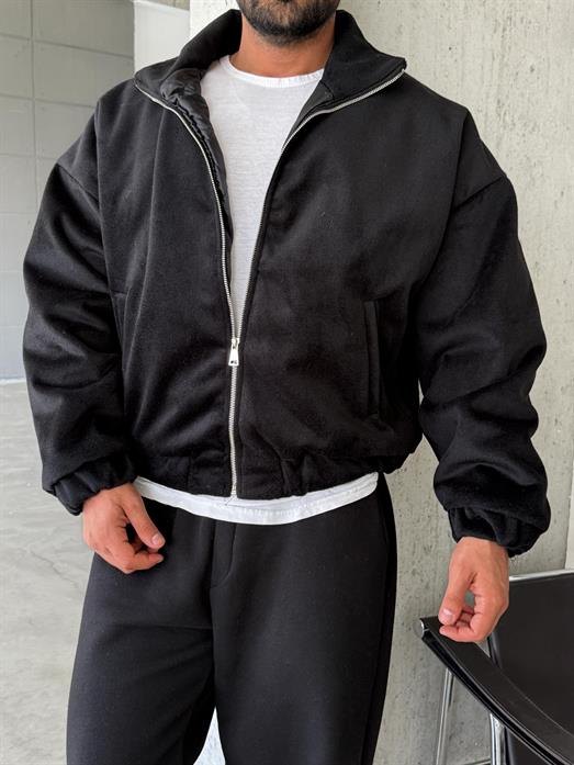 Siyah Bel Ribanalı Kaşe Ceket SNZ M6346