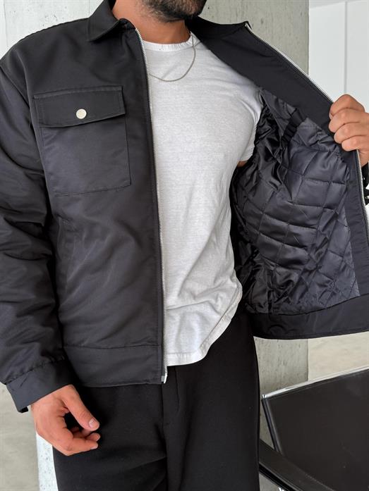 Siyah Cep Kapaklı Mevsimlik Mont SNZ M6344