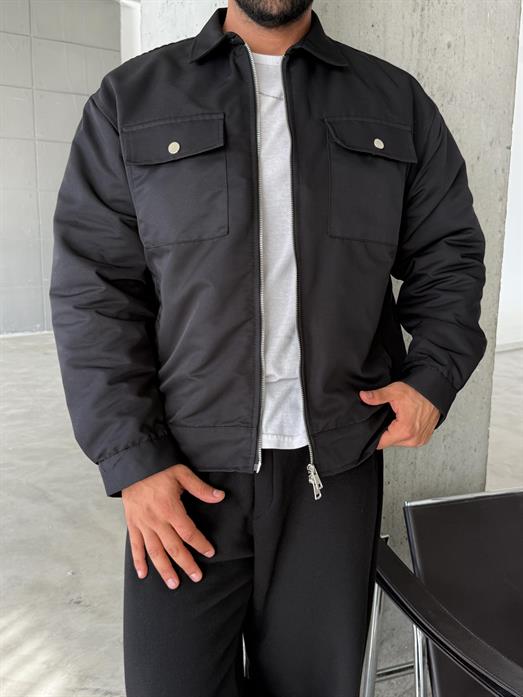 Siyah Cep Kapaklı Mevsimlik Mont SNZ M6344