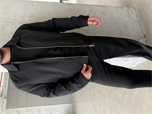 Siyah Elegant Düz Basic Yakalı Dolumlu Mont ZG