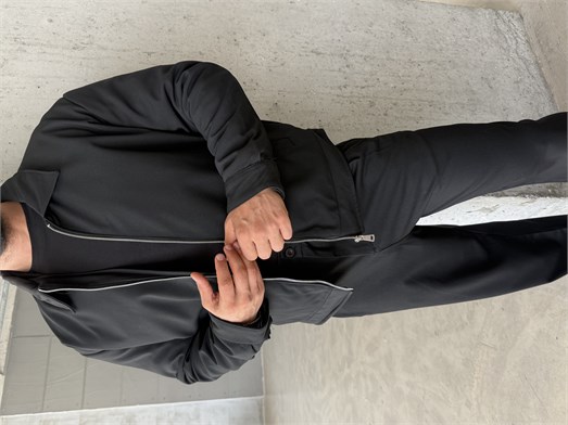 Siyah Elegant Düz Basic Yakalı Dolumlu Mont ZG