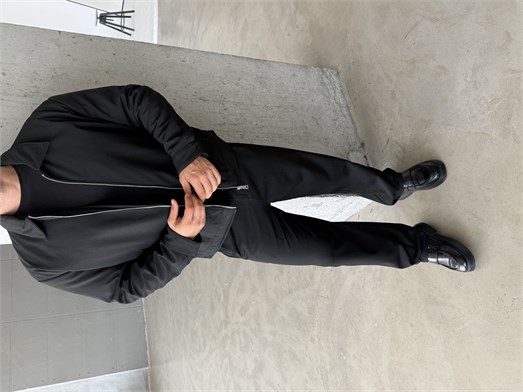 Siyah Elegant Düz Basic Yakalı Dolumlu Mont ZG