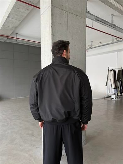 Siyah Omuz Robalı Dolumlu Bomber Mont LNS