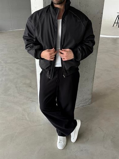 Siyah Omuz Robalı Dolumlu Bomber Mont LNS