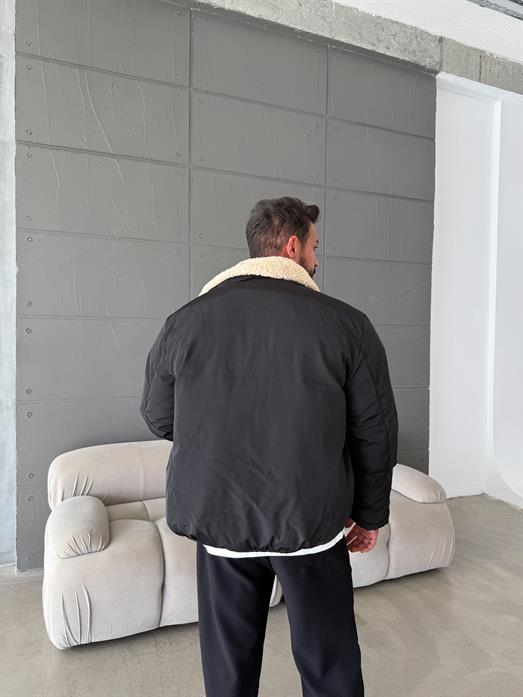 Siyah Yaka Kürklü Şişme Mont SNZ M6324