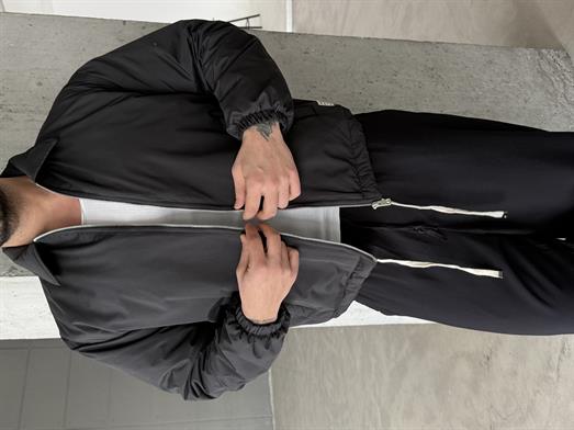 Siyah Yakalı Bağcıklı Dolumlu Bomber Mont LNS