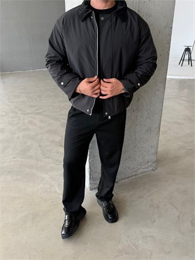 Siyah Yakalı Elegant Dolumlu Mont