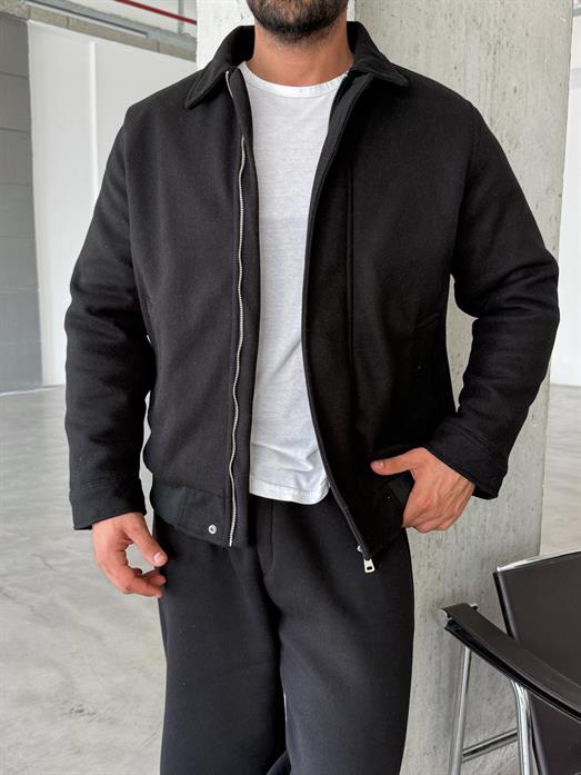 Siyah Yakalı Gizli Kapak Fermuarlı Kpaitone Kaşe LNS