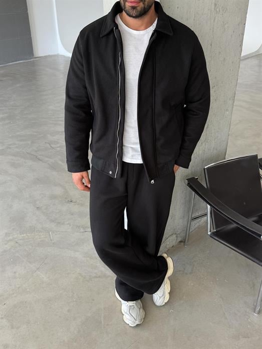 Siyah Yakalı Gizli Kapak Fermuarlı Kpaitone Kaşe LNS