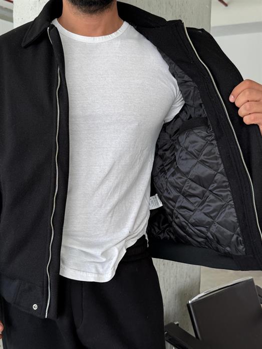 Siyah Yakalı Gizli Kapak Fermuarlı Kpaitone Kaşe LNS