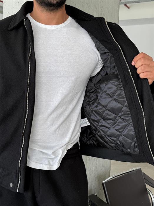 Siyah Yakalı Gizli Kapak Fermuarlı Kpaitone Kaşe LNS