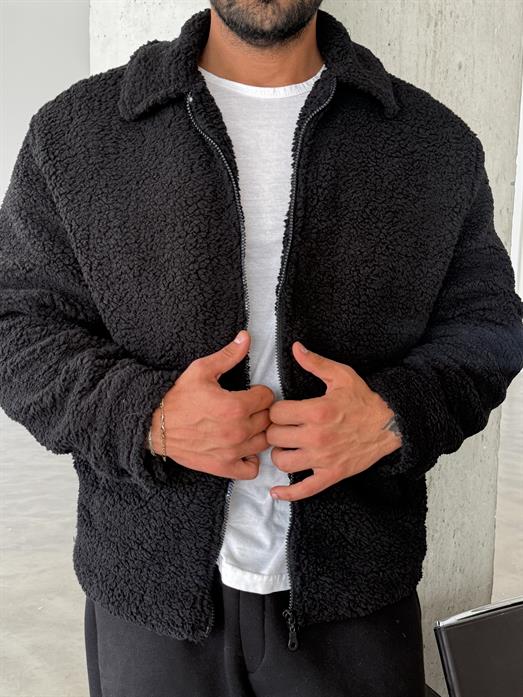 Siyah Yakalı Peluş Mont LNS