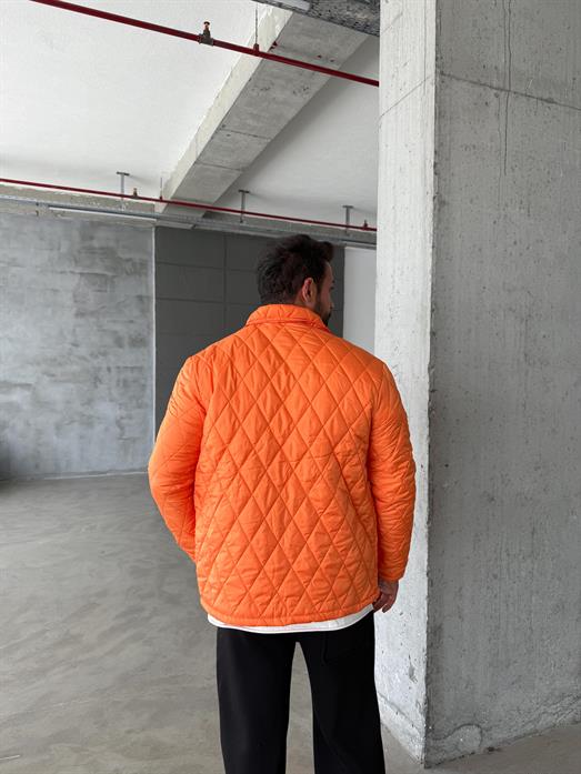 Turuncu Baklava Desen Kapitone Ceket PNC 5060