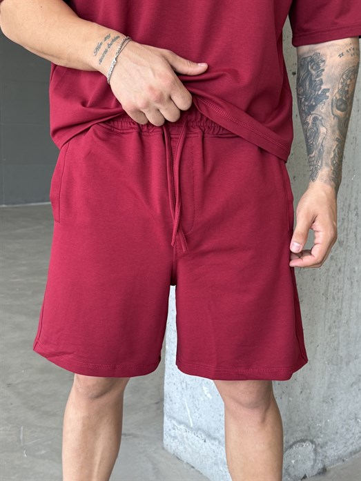 Bordo İki İplik Pamuk Şort SNZ 1495
