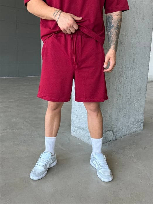 Bordo İki İplik Pamuk Şort SNZ 1495