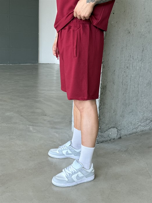 Bordo İki İplik Pamuk Şort SNZ 1495