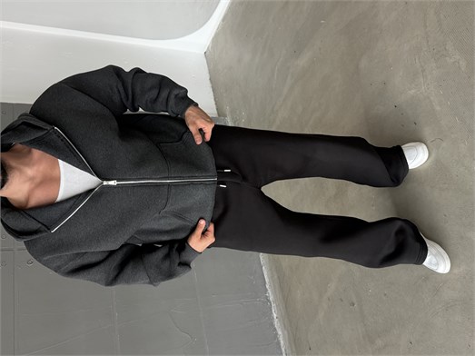 Antrasit SC Core Üç İplik Tam Zip Sweatshirt