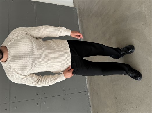 Bej Bisiklet Yaka Basic Reglan Kazak SNZ 7235
