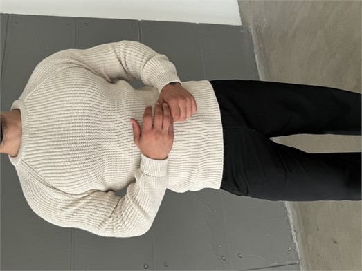 Bej Bisiklet Yaka Basic Reglan Kazak SNZ 7235