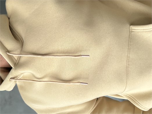 Bej Kangru Kapşonlu 3 İplik Hoodie Model 4