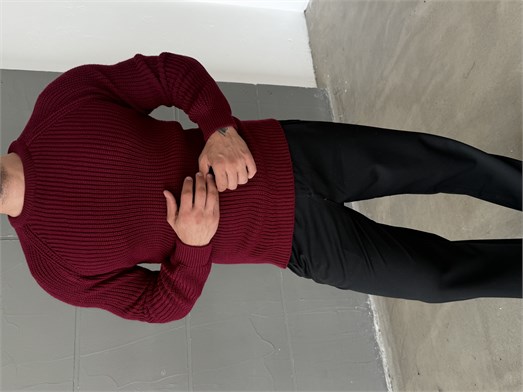 Bordo Bisiklet Yaka Basic Reglan Kazak SNZ 7235
