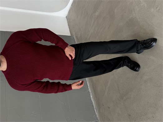 Bordo Bisiklet Yaka Basic Reglan Kazak SNZ 7235