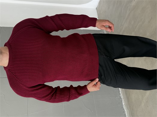 Bordo Bisiklet Yaka Basic Reglan Kazak SNZ 7235