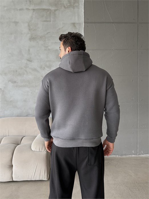 Boyamagri Kangru Kapşonlu 3 İplik Hoodie Model 4