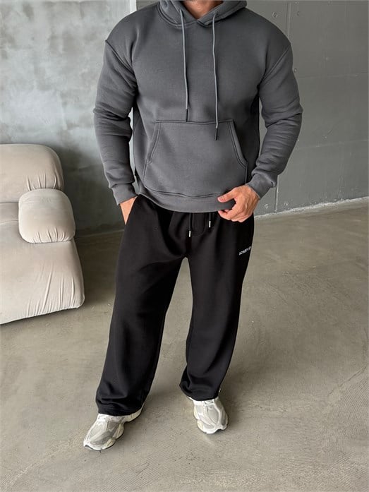 Boyamagri Kangru Kapşonlu 3 İplik Hoodie Model 4