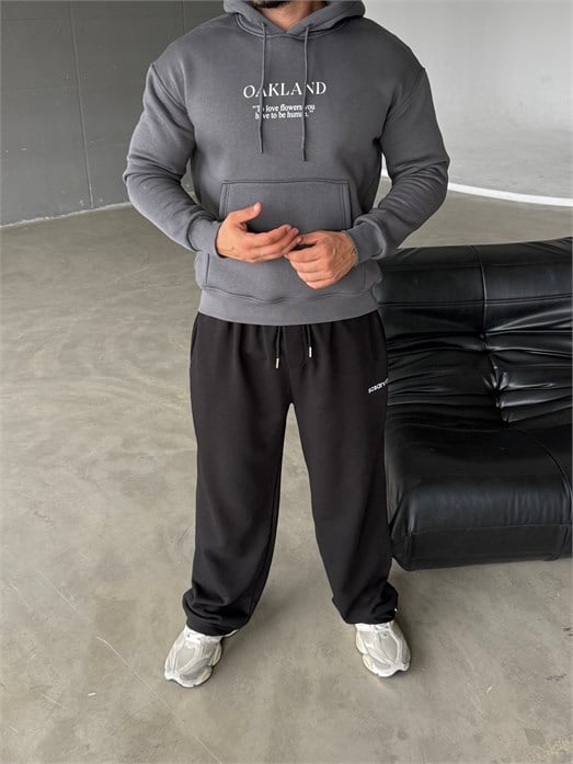 Boyamagri Kangru Kapşonlu Oakland 3 İplik Hoodie Model 5