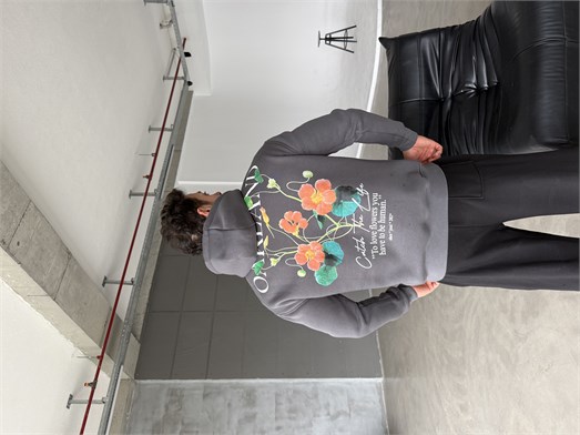 Boyamagri Kangru Kapşonlu Oakland 3 İplik Hoodie Model 5