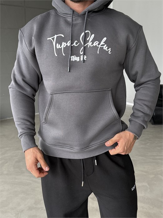 Boyamagri Kangru Kapşonlu Thug 3 İplik Hoodie Model 14