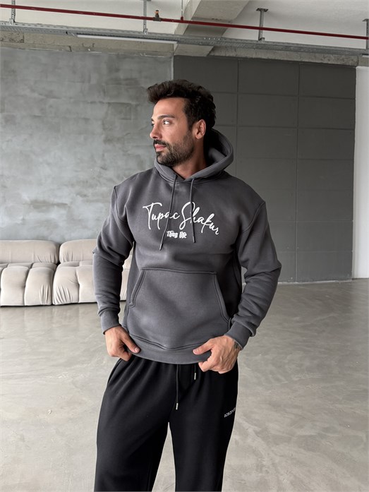 Boyamagri Kangru Kapşonlu Thug 3 İplik Hoodie Model 14