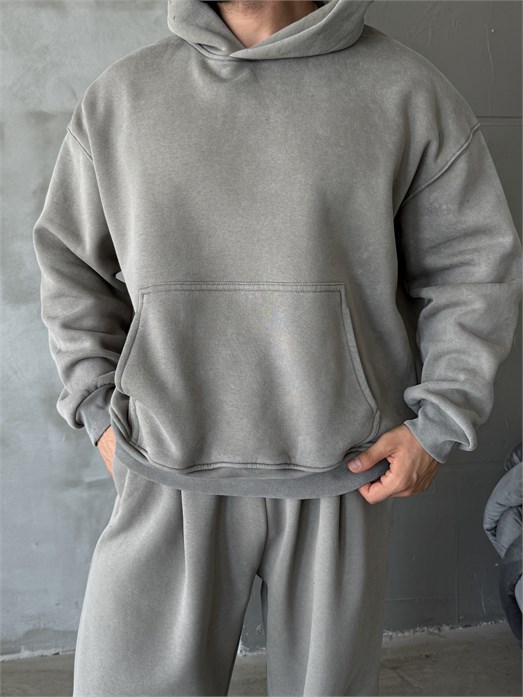 Boyamagri Kangru Yıkamalı Compak Hoodie Boxy Kalıp PLZ 27504