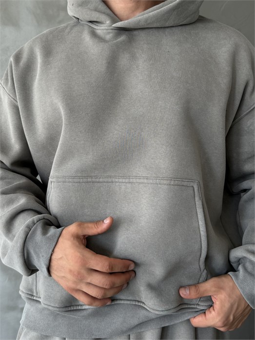 Boyamagri Kangru Yıkamalı Compak Hoodie Boxy Kalıp PLZ 27504
