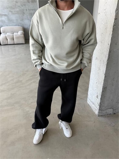 Boyamagri SC Core Üç İplik Yarım Zip Sweatshirt