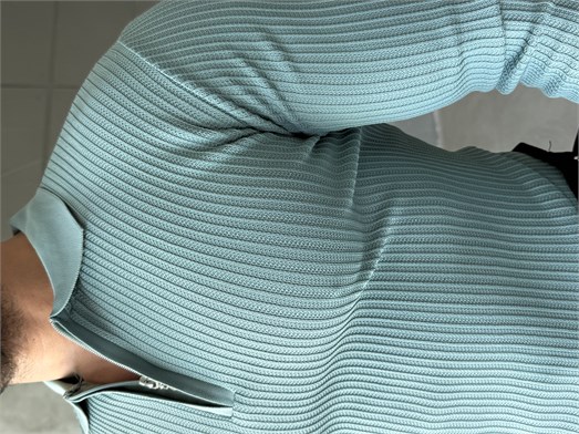 Çağla Fermuarlı Polo Yaka Triko Kendiliğinden Düz Çizgili KNG