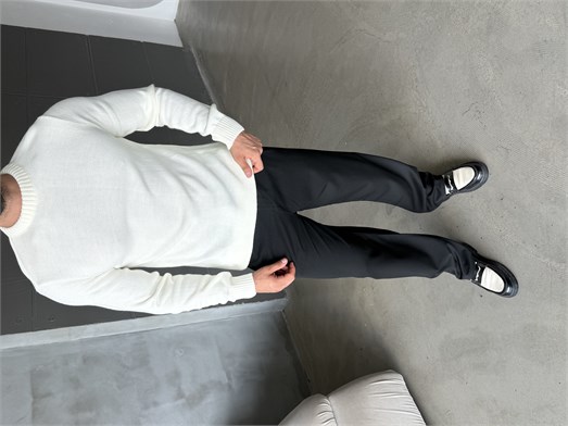 Ekru Bisiklet Yaka Basic Oversize Kazak TB