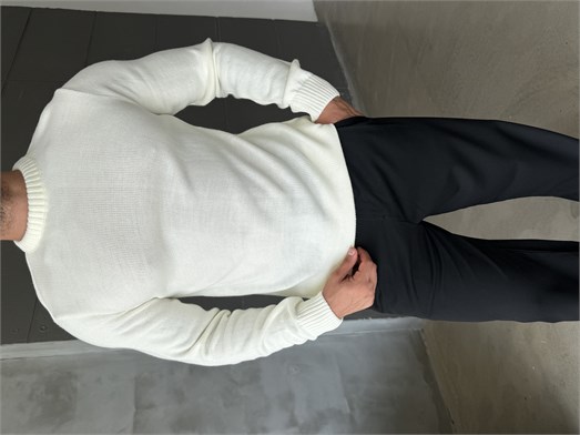 Ekru Bisiklet Yaka Basic Oversize Kazak TB