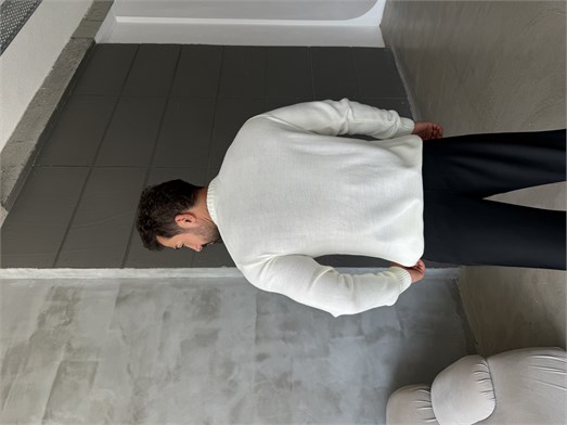 Ekru Bisiklet Yaka Basic Oversize Kazak TB