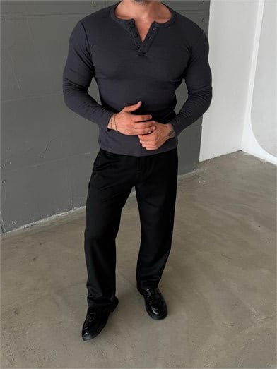 Füme Henley Yaka Uzun Kol SC