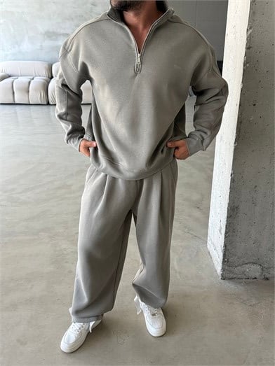 Füme Yıkamalı Yarım Fermuar Sweatshirt PLZ 27027