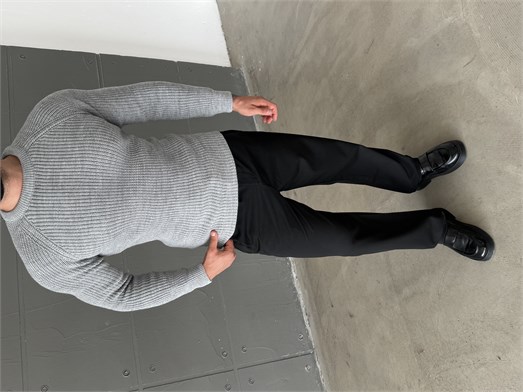 Gri Bisiklet Yaka Basic Reglan Kazak SNZ 7235