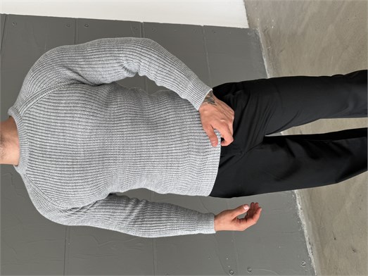 Gri Bisiklet Yaka Basic Reglan Kazak SNZ 7235