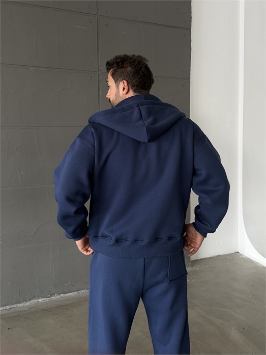 İndigo SC Core Üç İplik Tam Zip Sweatshirt