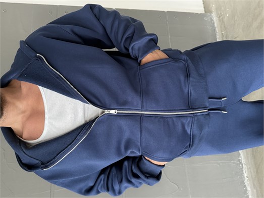 İndigo SC Core Üç İplik Tam Zip Sweatshirt