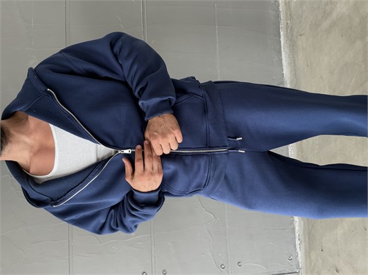 İndigo SC Core Üç İplik Tam Zip Sweatshirt